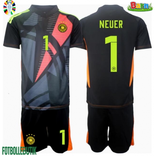 Tyskland Manuel Neuer #1 Målvakt Hemmaställ Barn EM 2024 Kortärmad (+ Korta byxor)